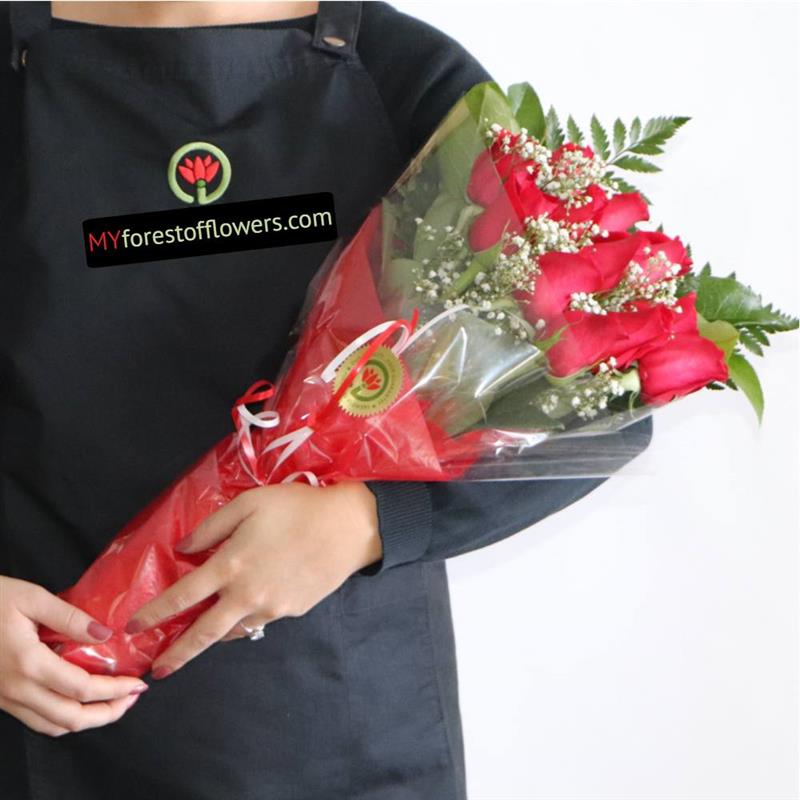 One Dozen Red Roses Wrapped 